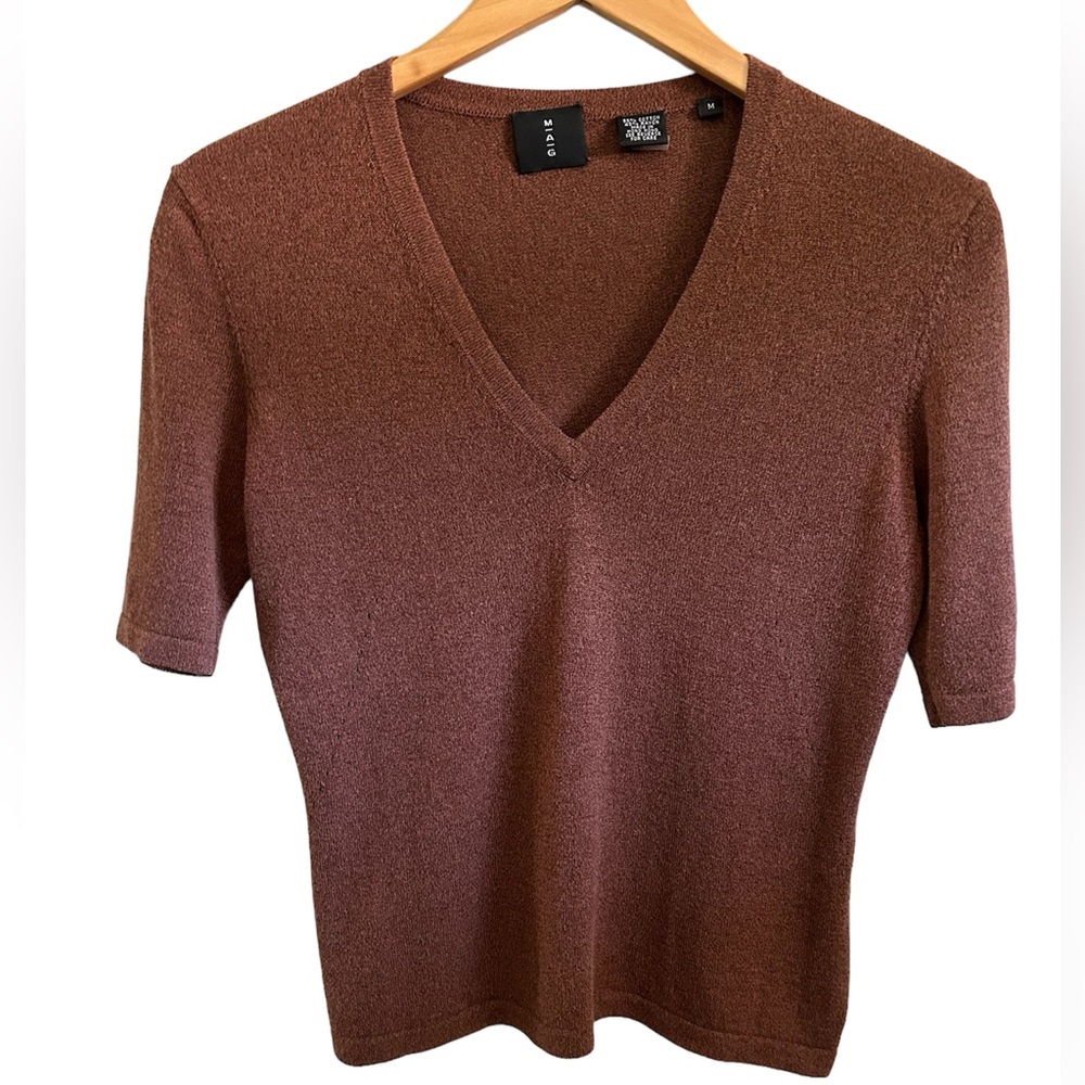Vintage MAG (Magaschoni) Brown Cotton & Rayon Form Fitting Sweater Set Size M - Picture 7 of 9